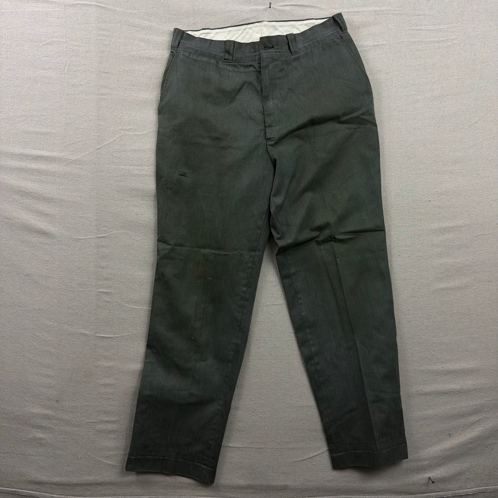 Big Mac Work Pants Mens 31x28 Olive Green‎ Vintage No-Iron Straight Leg JCPenney